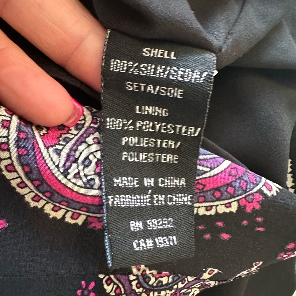 Tibi Black 100% silk Sz L mini Dress with Pink Paisley Accents - Picture 6 of 6